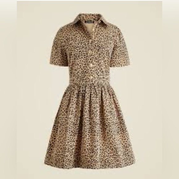 J. Crew A Line Shirt Dress in Leopard Chino for Women - Picture 3 of 8